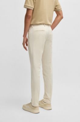 Slim-fit chinos in stretch-cotton gabardine, Natural