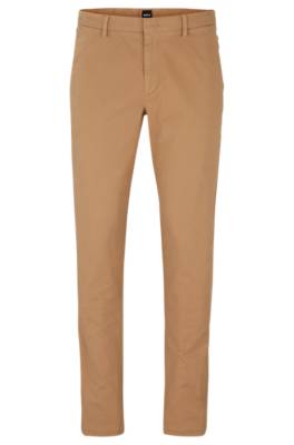 Hugo Boss Slim-fit Chinos In Stretch-cotton Gabardine In Neutrals