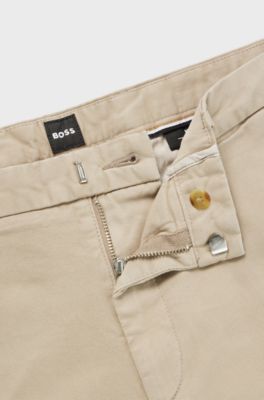 Chinos slim fit en tejido de gabardina de algod&oacute;n el&aacute;stico, Beige claro