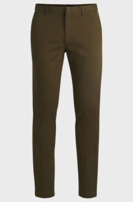 Chino Slim en gabardine de coton stretch, Olive