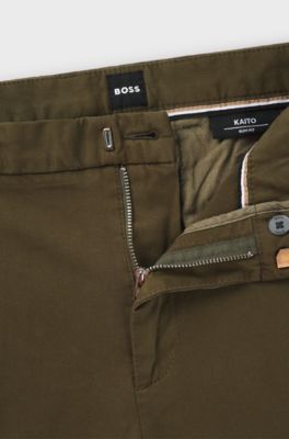 Chino Slim en gabardine de coton stretch, Olive