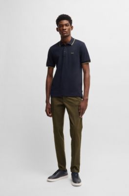 Slim-fit chinos in stretch-cotton gabardine, Olive