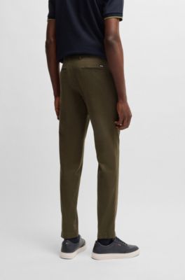 Slim-fit chinos in stretch-cotton gabardine, Olive