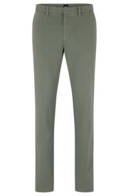 Hugo Boss Slim-fit Chinos In Stretch-cotton Gabardine In Light Green