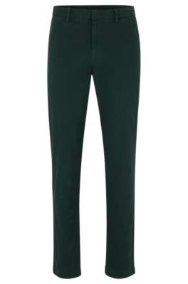 Hugo Boss Slim-fit Chinos In Stretch-cotton Gabardine In Green