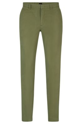 BOSS - Slim-fit chinos in stretch-cotton gabardine