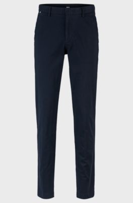 Chino Slim en gabardine de coton stretch, Bleu fonc&eacute;
