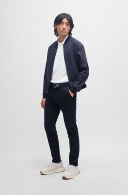 Slim-fit chinos in stretch-cotton gabardine, Dark Blue