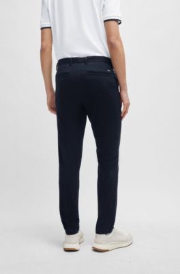 Slim-fit chinos in stretch-cotton gabardine, Dark Blue