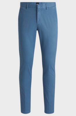 Slim-fit chinos in stretch-cotton gabardine, Light Blue