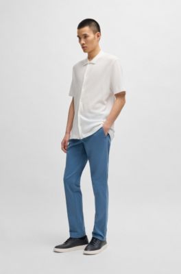 Chino Slim en gabardine de coton stretch, bleu clair