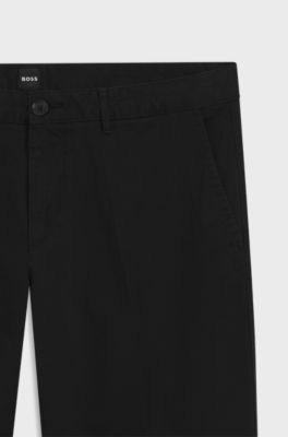 Regular-fit chinos in stretch-cotton gabardine, Black