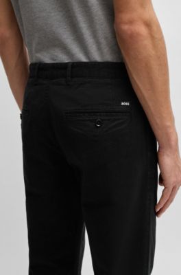 Regular-fit chinos in stretch-cotton gabardine, Black