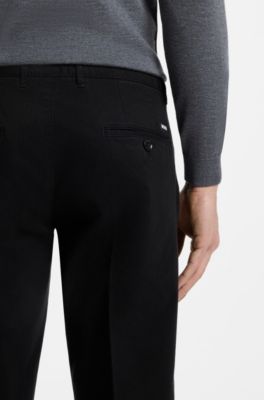 Regular-fit chinos in stretch-cotton gabardine, Black