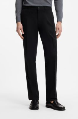 Regular-fit chinos in stretch-cotton gabardine, Black