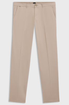 Regular-fit chinos in stretch-cotton gabardine, Light Beige