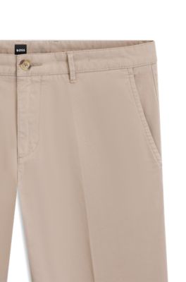 Regular-fit chinos in stretch-cotton gabardine, Light Beige