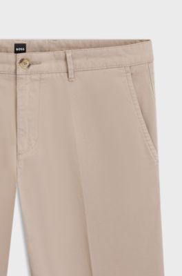 Regular-fit chinos in stretch-cotton gabardine, Light Beige
