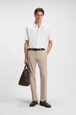 Regular-fit chinos in stretch-cotton gabardine, Light Beige
