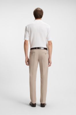 Regular-fit chinos in stretch-cotton gabardine, Light Beige