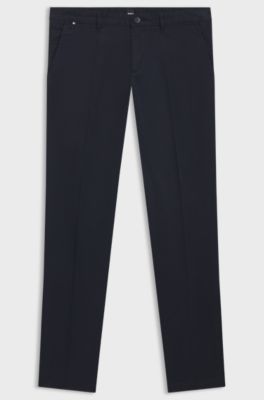 Regular-fit chinos in stretch-cotton gabardine, Dark Blue