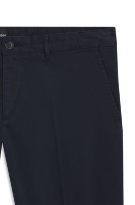 Regular-fit chinos in stretch-cotton gabardine, Dark Blue
