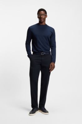 Regular-fit chinos in stretch-cotton gabardine, Dark Blue