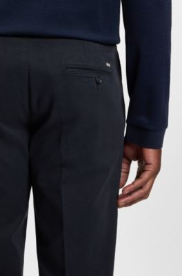 Regular-fit chinos in stretch-cotton gabardine, Dark Blue