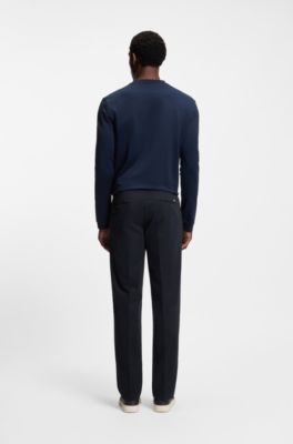 Regular-fit chinos in stretch-cotton gabardine, Dark Blue