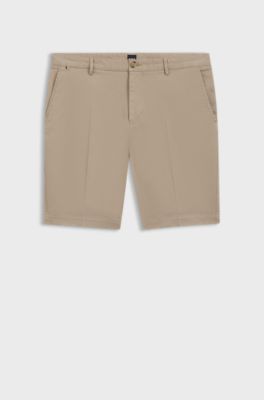 Slim-fit shorts in stretch-cotton gabardine, Light Beige