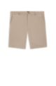 Short Slim Fit en gabardine de coton stretch, Beige clair