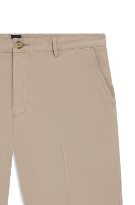 Bermuda slim fit in gabardine di cotone elasticizzato, Beige chiaro