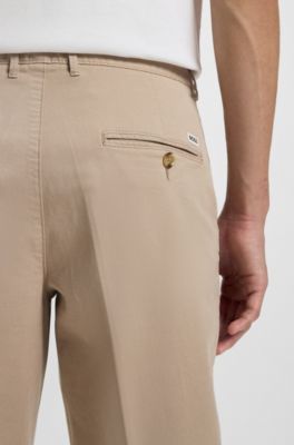 Slim-fit shorts in stretch-cotton gabardine, Light Beige