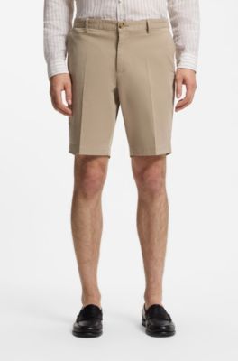 Slim-fit shorts in stretch-cotton gabardine, Light Beige