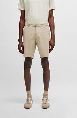 BOSS - Regular-fit shorts in linen and cotton