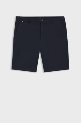 Slim-fit shorts in stretch-cotton gabardine, Dark Blue