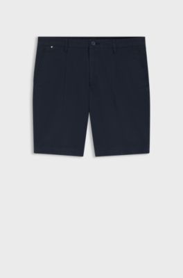 Bermuda slim fit in gabardine di cotone elasticizzato, Blu scuro