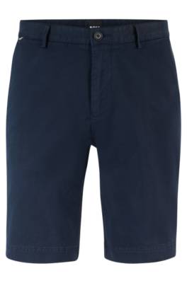 Hugo Boss Slim-fit Shorts In Stretch-cotton Gabardine In Black