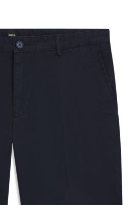 Bermuda slim fit in gabardine di cotone elasticizzato, Blu scuro