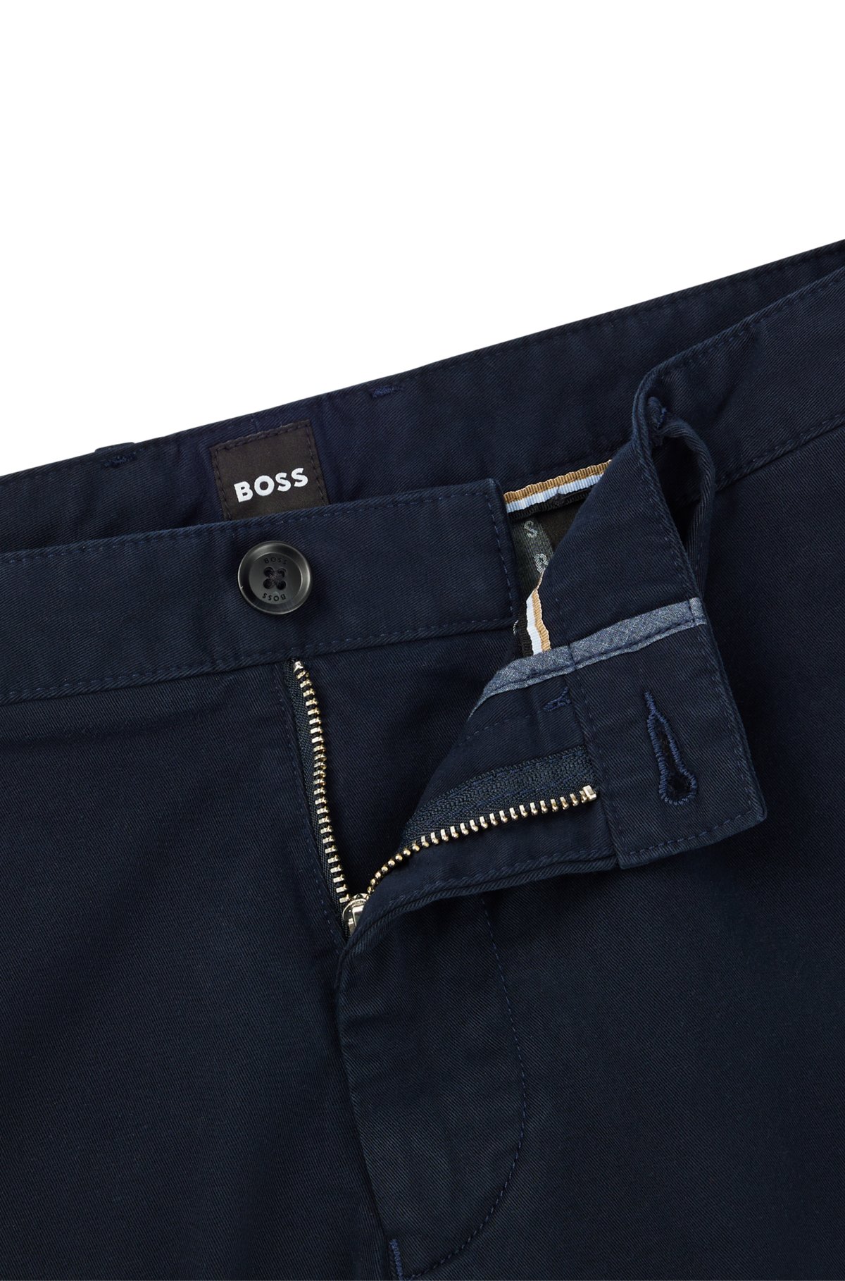 Slim-fit shorts in stretch-cotton gabardine, Dark Blue