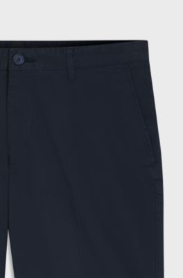 Bermuda slim fit in gabardine di cotone elasticizzato, Blu scuro