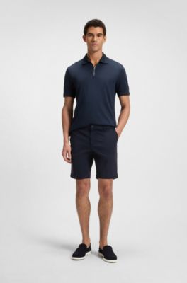 Slim-fit shorts in stretch-cotton gabardine, Dark Blue