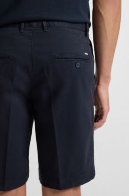 Slim-fit shorts in stretch-cotton gabardine, Dark Blue
