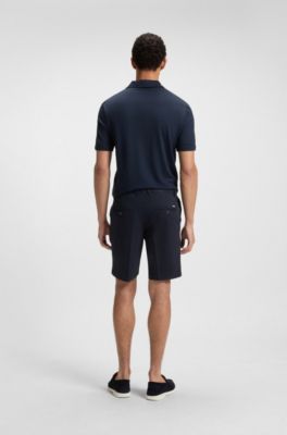 Slim-fit shorts in stretch-cotton gabardine, Dark Blue