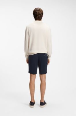 Bermuda slim fit in gabardine di cotone elasticizzato, Blu scuro
