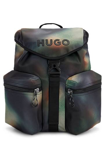 Hugo Recycled-nylon Backpack With Seasonal Camouflage Print In Patterned