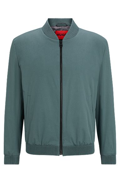 Slim-fit jacket in performance-stretch cotton, Dark Green