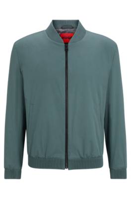 Hugo Boss Slim-fit Jacket In Performance-stretch Cotton In Green