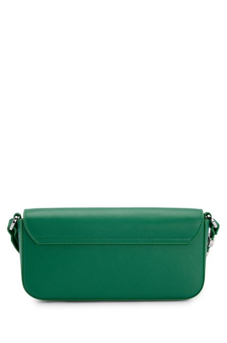 HUGO BOSS FAUX-LEATHER SHOULDER BAG WITH METALLIC-LOGO STRAP