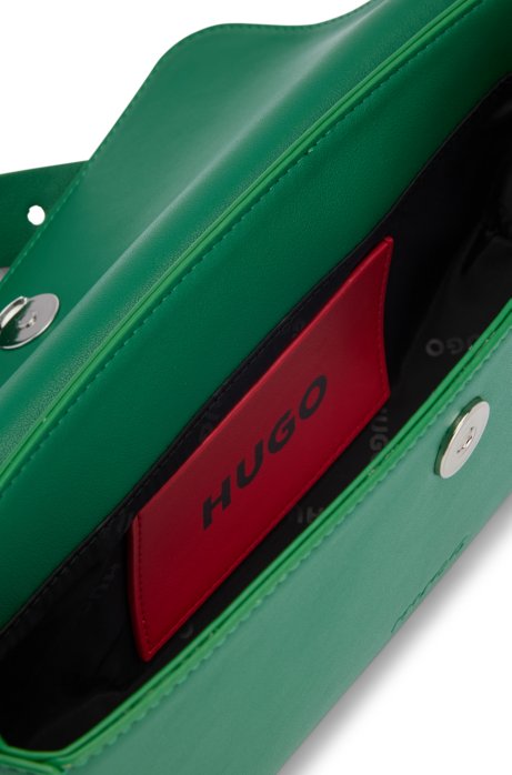 HUGO BOSS FAUX-LEATHER SHOULDER BAG WITH METALLIC-LOGO STRAP